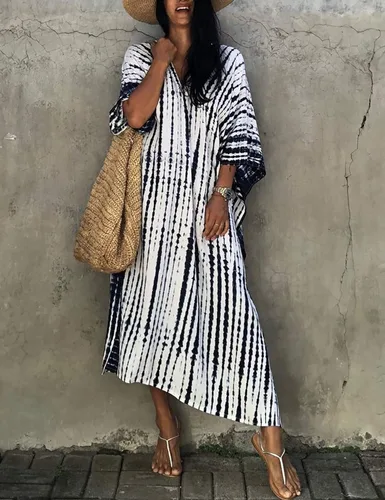 Vista 3 de AILUNSNIKA Vestido de caftán para mujer talla grande manga murciélago traje de baño de bikini