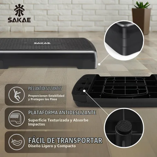 Vista 3 de Juego de Step Aeróbico con Mancuernas y Cinta Métrica, Altura Ajustable con Elevadores de 2 Niveles, Plataforma de Step para Ejercicios
