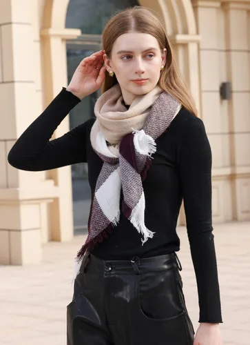 Vista 103 de Wander Agio - Bufanda envolvente con diseño a cuadros o triangular para mujer, cálida y larga, de punto, sensación de cachemira, chal