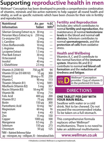 Vista 6 de VITABIOTICS WELLMAN CONCEPTION 30 TABLETS by VITABIOTIC