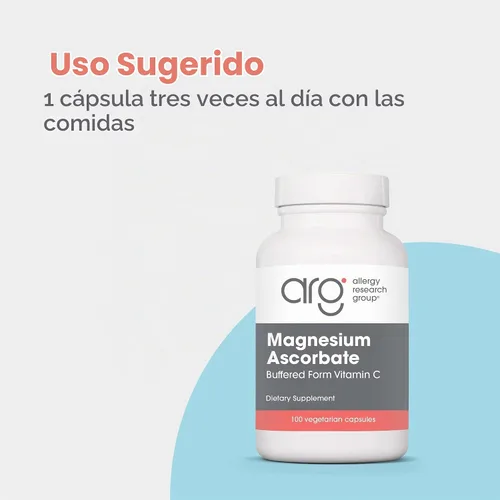 Vista 6 de ARG Vitamina C tamponada con ascorbato de magnesio 1000 mg, 100 cápsulas