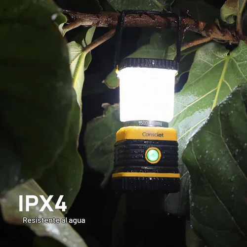 Vista 9 de Consciot C02 - Linterna LED para campamento, luces de campamento recargables USB-C, 1500 lm, 5 modos de luz, hasta 100 horas de tiempo