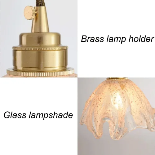 Vista 6 de Modern Creative Irregular Glass Pendant Lights, Nordic Retro Gold Hanging Pendant Lamp, Brass Adjustable Cord E27/E26 Sockets Chandelier for Kitchen