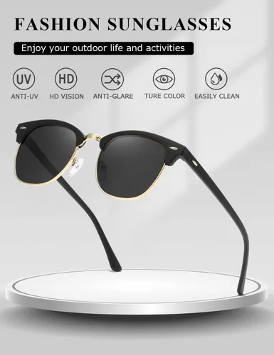 Vista 124 de AEVOGUE Gafas de sol polarizadas para mujeres y hombres semi marco retro gafas de sol AE0369