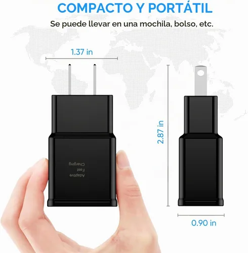 Vista 5 de Adaptive Fast Charging Block USB Wall Charger Adapter Compatible with Samsung Galaxy S25/S24/S23/S22/S22 Ultra/S21/S20/S10/S9/S8/S7/Edge/Note 10