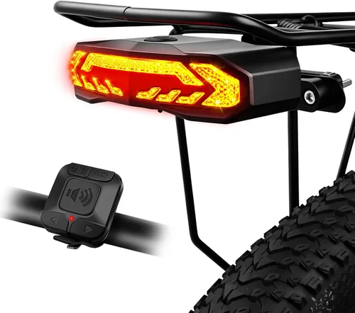 Vista 10 de Ebike Turn Signals, Rechargeable Bike Tail Light with Remote IP65 Waterproof Bicycle Rear Light, USB Rechargeable, Wireless Control Blinkers Fits