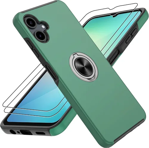 Vista 59 de Gritup - Funda para Galaxy A05S con protector de pantalla HD×2, funda protectora para teléfono a prueba de golpes con soporte magnético de anillo