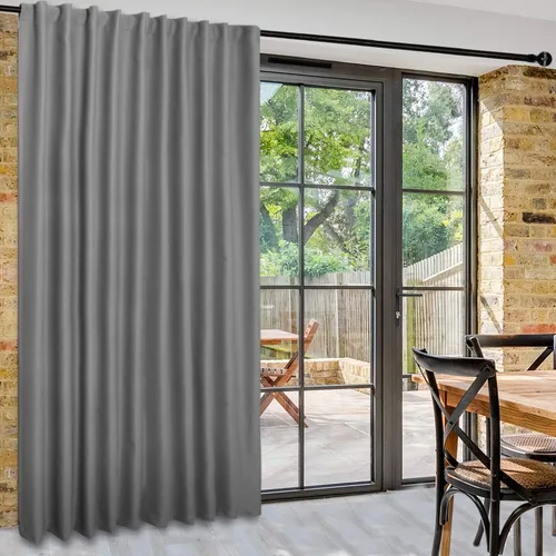 Vista 45 de DWCN Cortina opaca divisora de privacidad para puerta corrediza de patio, cortinas térmicas extra anchas con pestaña trasera y bolsillo para barra