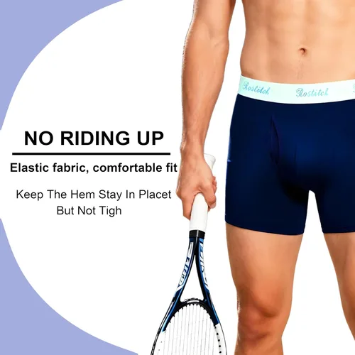 Vista 5 de Calzoncillos tipo bóxer de bambú para hombre, transpirables, de secado fresco, suave, con bragueta, súper elasticidad, paquete múltiple