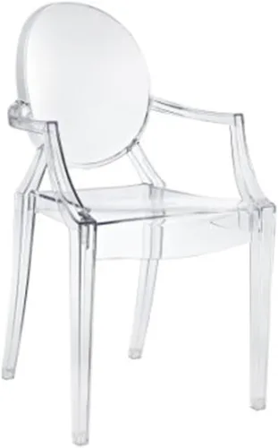 Vista 3 de 2xhome - Juego de 4 sillones Louis Ghost de diseño moderno con sillas de comedor de plástico transparente de policarbonato