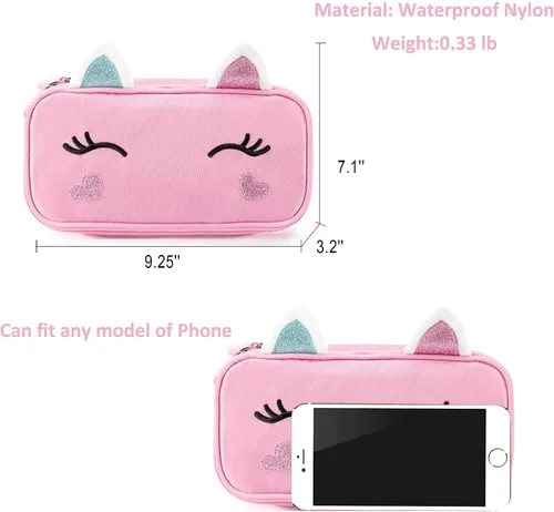 Vista 3 de AO ALI VICTORY Lindo estuche para lápices para niñas, mujeres, niños, unicornio suave, estuche para bolígrafos, bolsa de papelería de gran