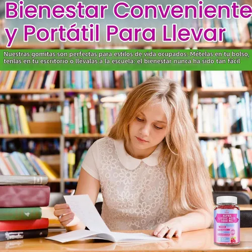 Vista 5 de Gomitas de ácido alfa lipoico de 1000 mg con vitamina B1, B12