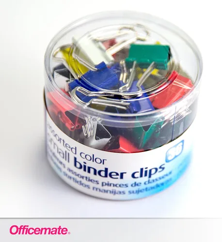 Vista 5 de Officemate Clips pequeños para carpeta, colores surtidos, 36 clips por tina (31028)