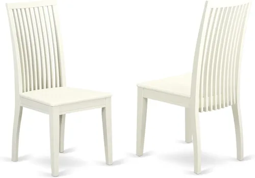 Vista 4 de East West Furniture ANIP5-LWH-W - Juego de mesa de comedor moderno de 5 piezas, incluye una mesa de cocina redonda con pedestal y 4 sillas