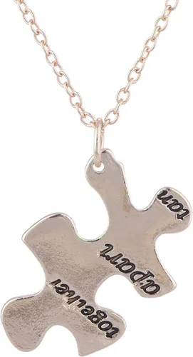 Vista 2 de Lux Accessories Collar con 5 palabras de amistad en forma de rompecabezas, siempre juntos nunca separados