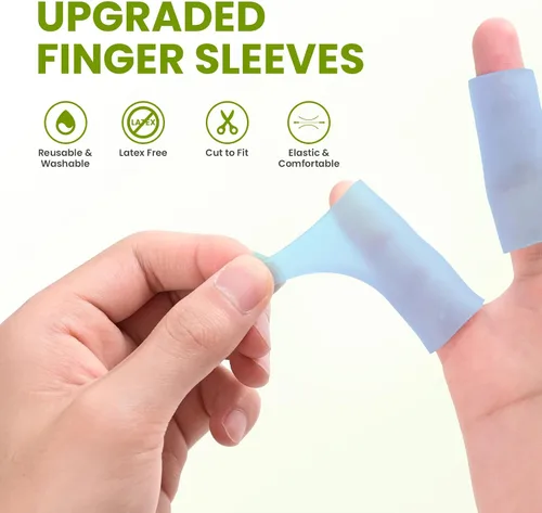 Vista 3 de Kimihome 20 unidades de fundas de dedo de gel con protector - Fundas de dedos de silicona con extracto de aloe vera - Fundas de dedo de gel