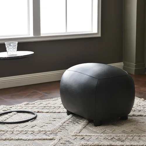 Vista 4 de KINWELL Otomana tapizada de piel sintética de 23 pulgadas de ancho, reposapiés moderno de mediados de siglo con asiento acolchado suave, reposapiés