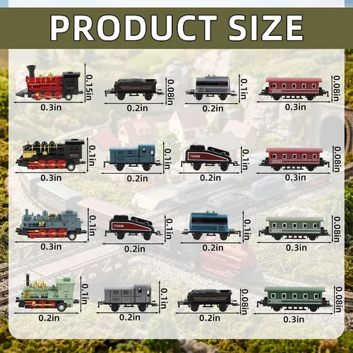Vista 2 de Exasinine 4 Juegos de Modelos de Tren de Vapor con Locomotora de Metal Fundido a Presión con Retroceso para Exhibición o Juego - Decoración Ideal