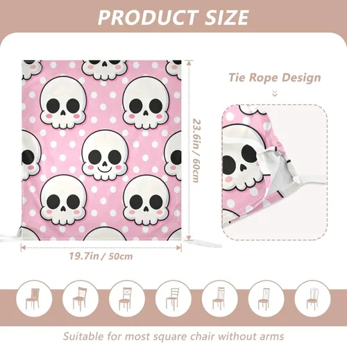 Vista 2 de Juego de 2 fundas para silla de banquete decorativas con diseño de calavera blanca para sillas de comedor