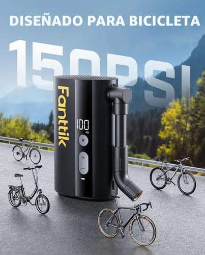 Vista 8 de Fanttik X9 Ace Mini Electric Bike Pump, 150PSI, 32s Inflate, Auto Stop