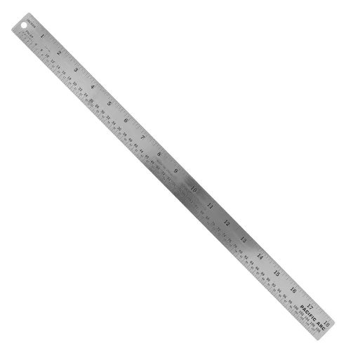 Vista 9 de Pacific Arc, Regla de acero inoxidable con medidas en pulgadas y picas, 36 pulgadas (91,4 cm), con respaldo de goma