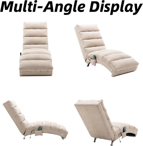 Vista 7 de Chaise Lounge de lino para interiores con función de masaje eléctrico, moderna silla reclinable para oficina, sala de estar o dormitorio
