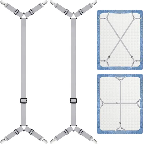 Vista 14 de Morcheiong Correas de sujeción para sábanas ajustables con clips para sábanas para ropa de cama, amarres, juego de 2