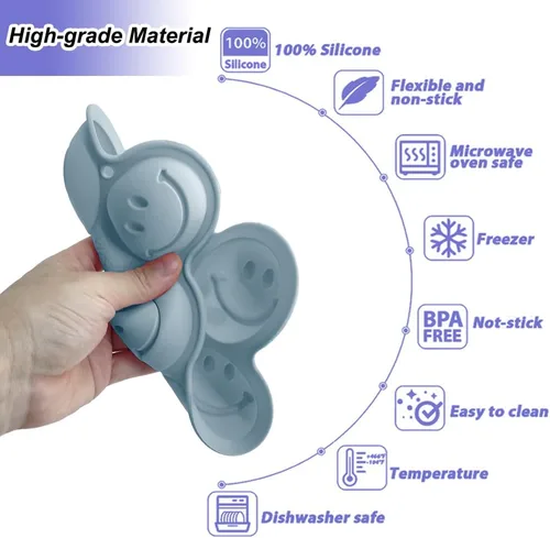 Vista 12 de Paquete de 2 moldes de silicona para gelatina de cara sonriente en 3D, molde para hornear con temática de emoticonos, bandeja de cubitos de hielo