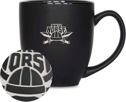 Vista 325 de Rico Industries - Taza de cerámica mate negra con grabado láser estándar de 15oz para NCAA (escuelas T & U) - Para bebidas calientes o frías