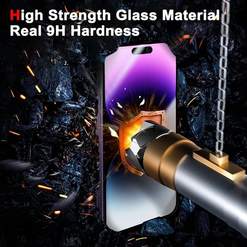 Vista 3 de YMHML - Paquete de 2 protectores de pantalla de privacidad para iPhone 14 Pro Max + 2 protectores de lente de cámara para iPhone 14 Pro Max