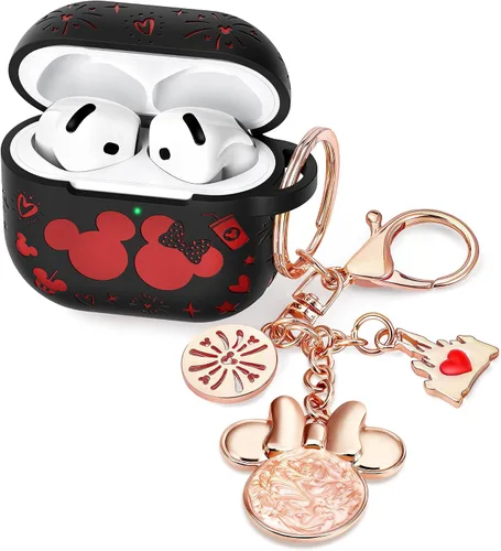 Vista 11 de Con bonito llavero) Girovo Compatible con AirPods Pro 3 Case (2025) Mujer Silicona Suave Dos Tonos Divertidos Dibujos Animados Grabados Portátil