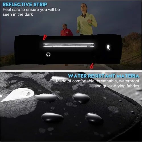 Vista 5 de Simptech Riñonera para correr con soporte plegable para botella de agua, paquete de cintura de hidratación sin rebote, riñonera de bolsillo grande
