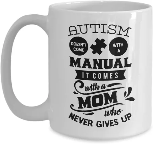 Vista 3 de Autismo Mom Taza, ASD, cinta autista, productos de sensibilidad, 11 o 15 oz. Regalo de conciencia de autismo para familias, día de la madre