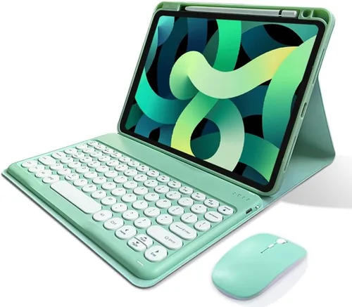 Vista 9 de kaitesi Funda de teclado para iPad de 9ª/8ª/7ª generación de 10.2", teclado Bluetooth inalámbrico desmontable con ratón, funda inteligente tipo