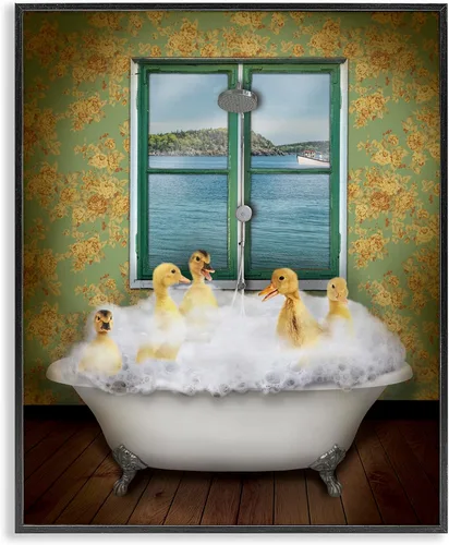 Vista 27 de Lindo conejo bebé en toallas de baño burbujas de jabón' Arte Giclée enmarcado
