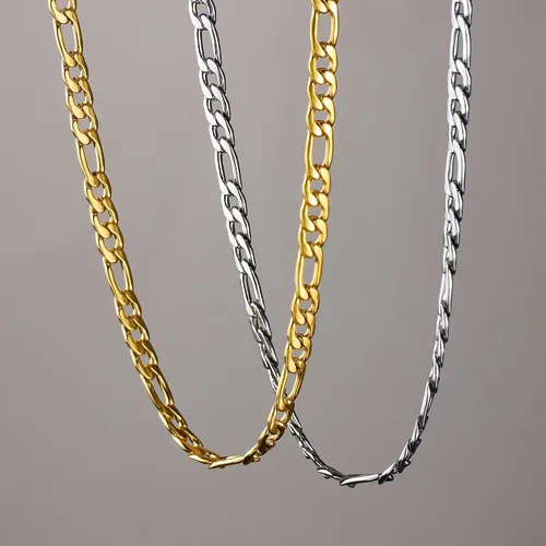 Vista 3 de SANNYRA Figaro - Collar de cadena de acero inoxidable para hombres y mujeres
