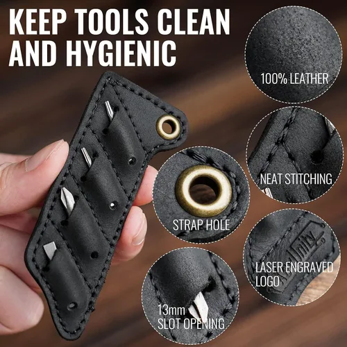 Vista 3 de KeyUnity KA06 - Organizador de puntas de tornillo de piel Bolsillo para soporte de puntas de destornillador Bolsa de juego de brocas cosidas a