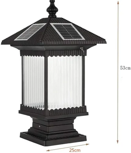 Vista 2 de Luces de poste al aire libre, luz de calle, luz de pilar al aire libre, luz solar impermeable, lámpara de pared de aluminio retro para jardín