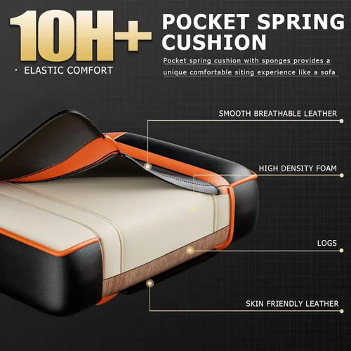 Vista 7 de Silla ergonómica para juegos con reposapiés en piel sintética Silla de oficina para jugadores adultos con soporte lumbar y función reclinable