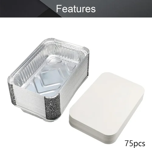 Vista 4 de Othmro Sartenes de papel de aluminio de 28.7 fl oz, bandejas reciclables para llevar, recipientes de alimentos de papel de aluminio, sartenes