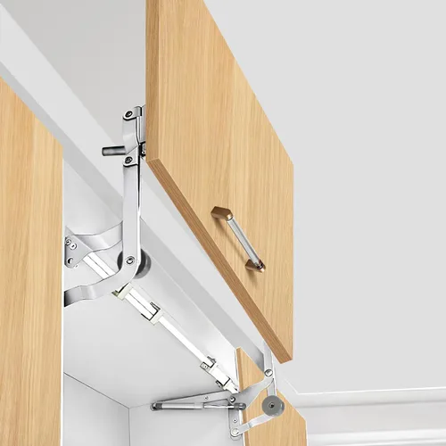 Vista 3 de Howhy Juego de bisagras de puerta de gabinete, bisagras de mecanismo de cocina con brazo neumático de elevación vertical con cierre lento