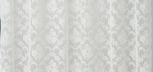 Vista 5 de ASATEX Cortina de ducha de encaje marfil. Cortina de baño de diseño floral clásico de 72 x 72 pulgadas con cenefa adjunta y borlas. Cortinas