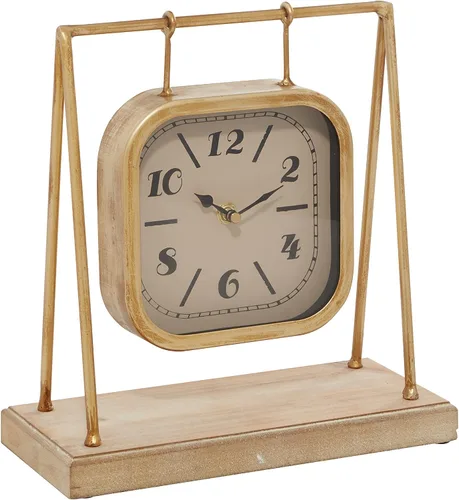 Vista 2 de Deco 79 Reloj de péndulo de madera con base de madera, 10 x 5 x 11 pulgadas, dorado