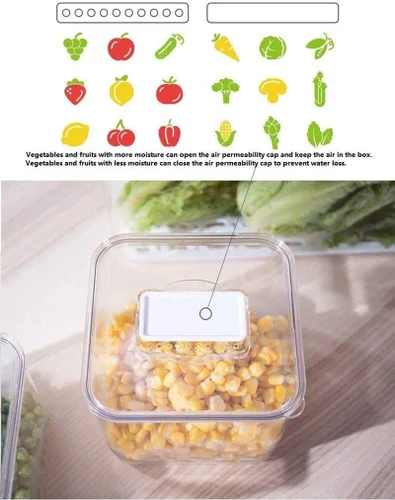 Vista 7 de SANNO Contenedores de almacenamiento de alimentos para refrigerador, Frigorífico, Fruta, Almacenamiento de verduras, contenedores de ahorro