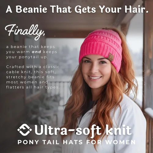 Vista 72 de Funky Junque - Gorro para mujer con ranura para cola de caballo