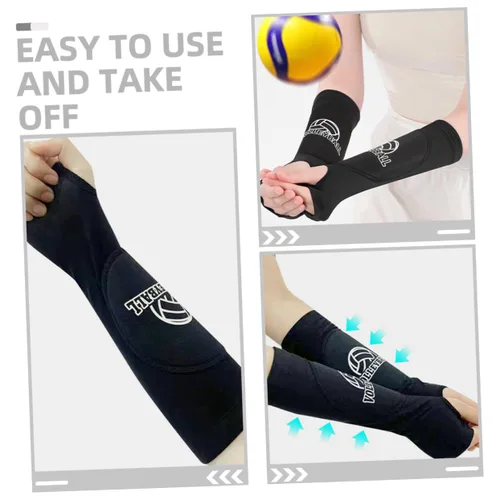 Vista 5 de Mikikit 1 par de codos acolchados protectores de brazo deportivos para voleibol y baloncesto, soporte de compresión, almohadillas protectoras