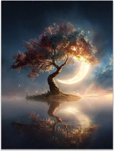 Vista 23 de VOCBAN Naturaleza árbol de la vida imágenes abstractas lienzo pintura grande moderno lienzo arte de pared árboles coloridos sala de estar decoración