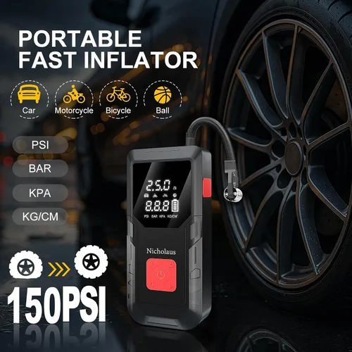 Vista 3 de Arrancador de batería de coche de 12 V, 8000 mAh, 2800 A con compresor de aire de 150 PSI, edición compacta y práctica QB08L, caja de arranque
