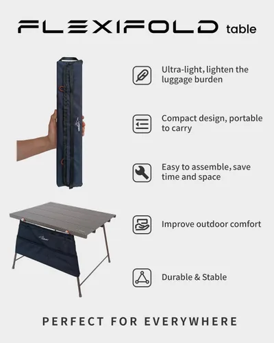 Vista 5 de Flexifold - Mesa de campamento de aluminio ultraligera, mesa de campamento plegable portátil, pequeña mesa auxiliar para exteriores con bolsa