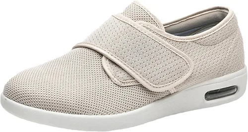 Vista 10 de bumuam Zapatos sin cordones para mujer con soporte de arco, zapatos de edema diabético con cierre ajustable, ligeros para pies diabéticos hinchados